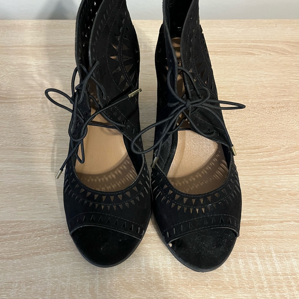 Black Lace-Up Boots with Vintage Detailing